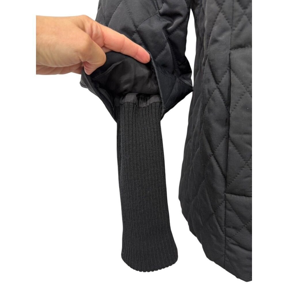 Eileen Fisher System Black Quilted Jacket With Wool Ribbed Collar & Cuffs Size M - Picture 7 of 16